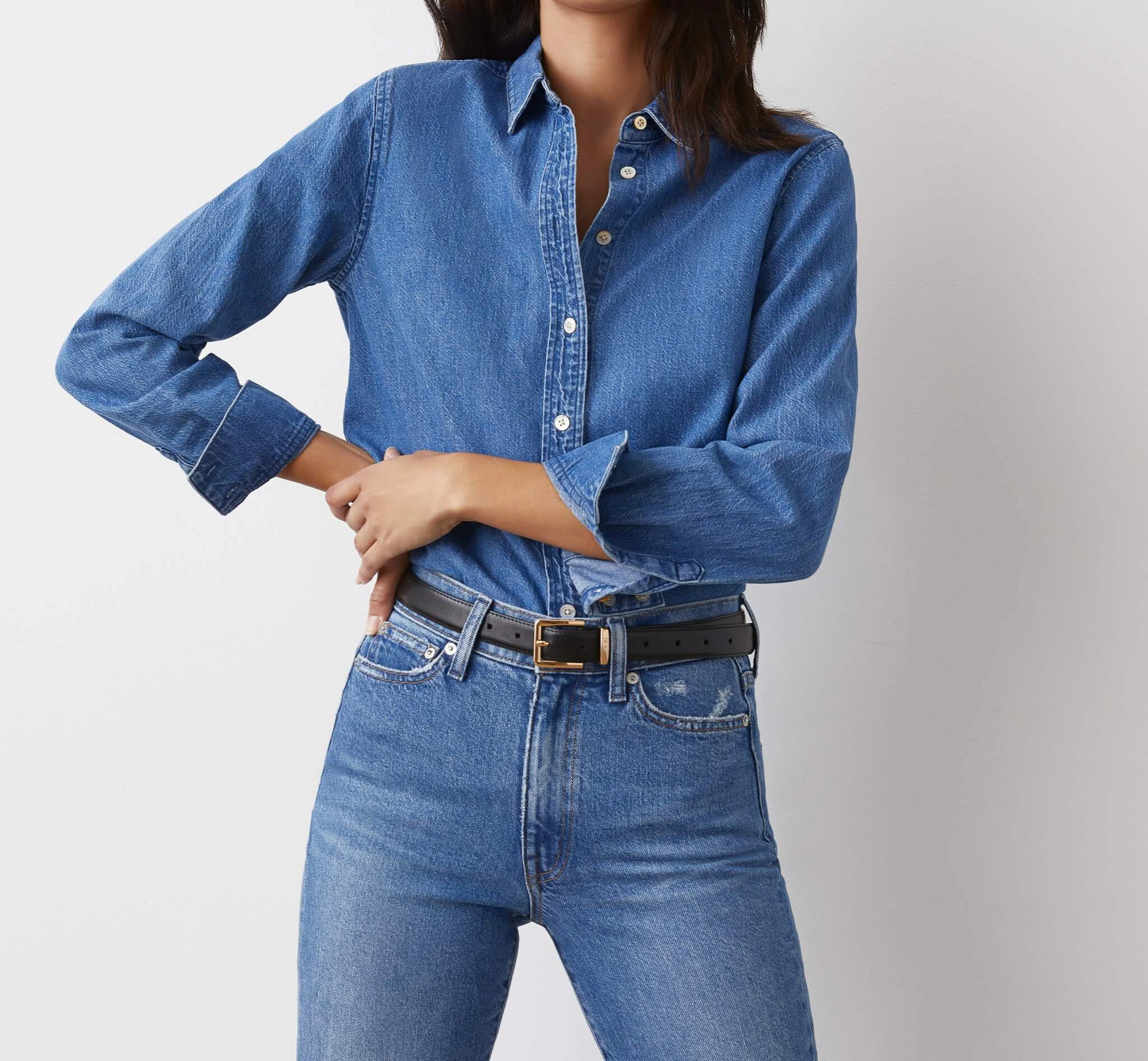 Denim Factory Custom Ladies Long Sleeve Tops Blue Jean Shirts Luxury Spring Autumn Denim Jacket Shirt for Women