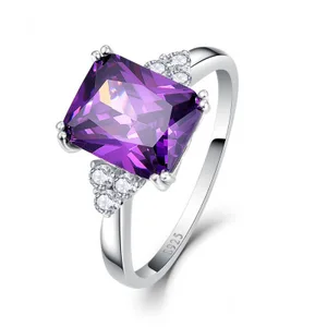 Created Amethyst Rings Gemstone Fine Jewelry Ring Party Gifts Rings Women 925 Sterling Silver