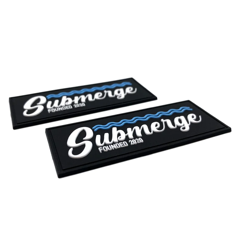 High Quality Custom Pvc Garment Soft Rubber Patch  Black Pvc Rubber Patch Embossed Logo