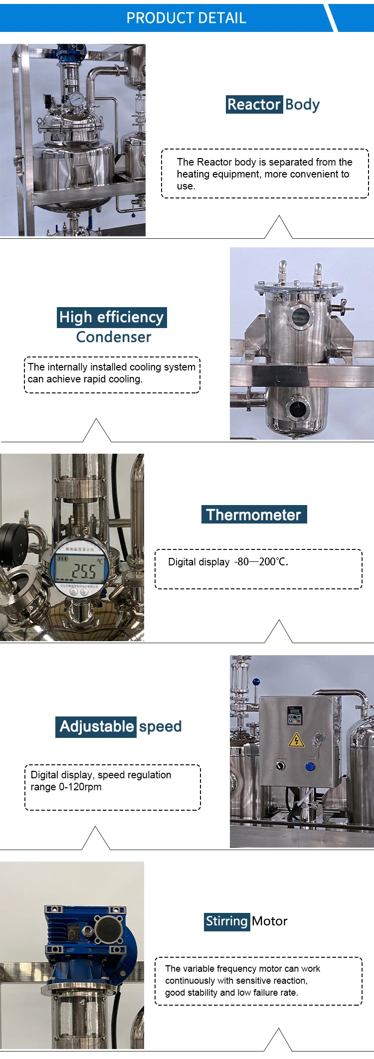 100L Chemical Methanol Crystals Lab Stainless-steel Crystallizer Reactor Equipment