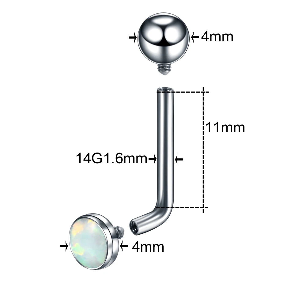 Titanium Vertical Clitoral Hood Piercing Jewelry With Opal Stone 