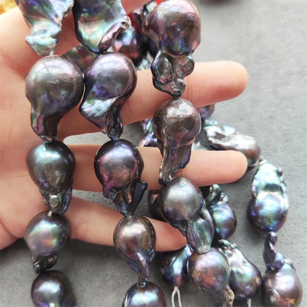 Natural Baroque Pearls popular With Natural Metallic Purple Color---BNG008