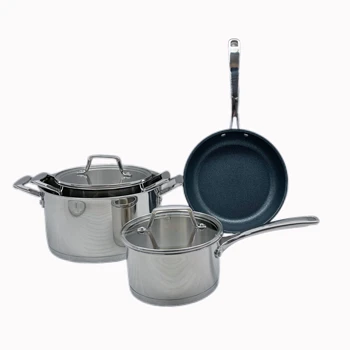 Deluxe 4 pcs Nonstick Skillet Set Stainless Steel Cookware Set