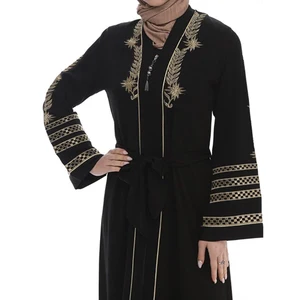 Custom Pure Color Embroidery Pattern Casual Wear Unisex Muslim Abaya Modest Dress Plus Size High Quality Long Sleeve
