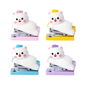 High Quality Mini Cat-Shaped Cartoon Stapler Cute Office School Stationery for Students Manual Plastic Stapler