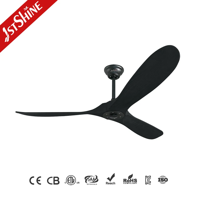 1stshine 60Inch Solid Wood Ceiling Fan for Living Room Matte Black Oem China Supplier Fan Ce Certified
