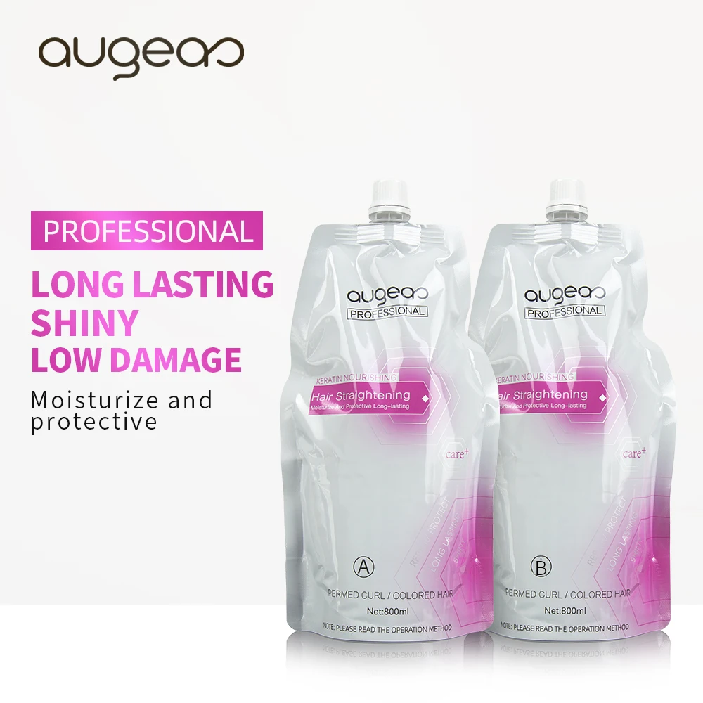 800ml X2 Smoothing and Natural Mild Formula Best Rebonding Price Augeas Brand Permanent Hair Straightening Cream