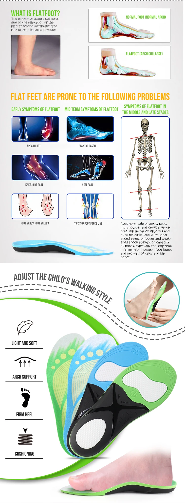 Joghn Child Foot Support Orthotic Insoles Uk Orthopedic Foot Corrective ...