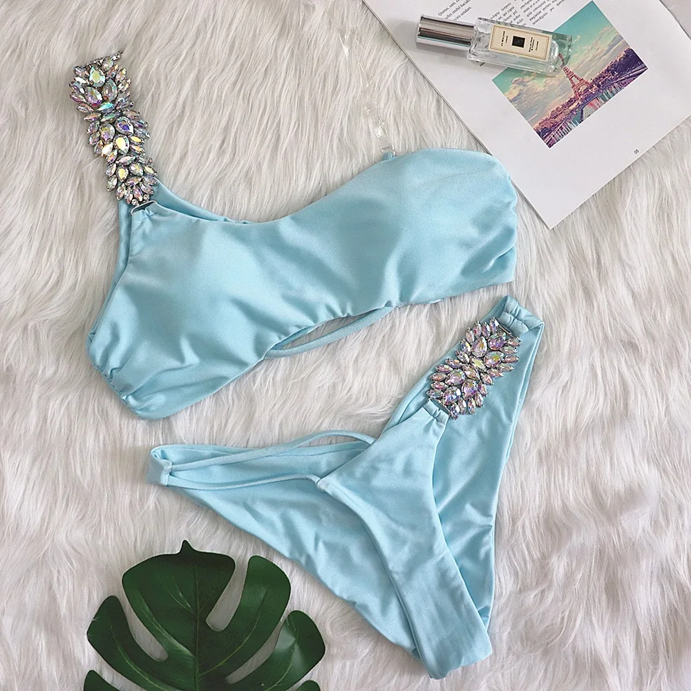Xuanlang 2023 New Transparent String Mature Women Big Butts Bikinis with Crystal Rhinestone Cut Out Swimsuit Swimwear