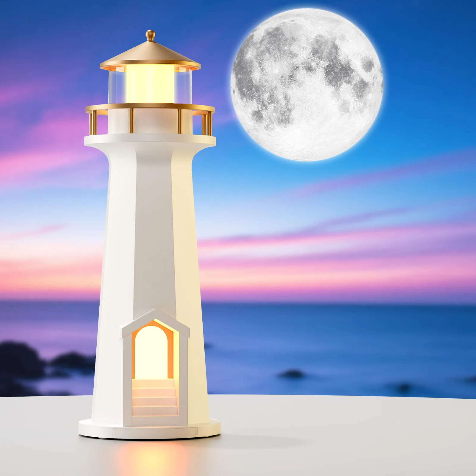 Creative New Product N75 Moon Lighthouse Color Atmosphere Light, Projection Light, Bedroom Night Light, 2025 Christmas Gift