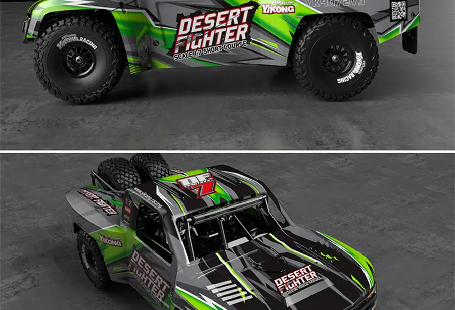 YK 1/7 4072v3 Rear Straight Bridge Desert Electric Short Truck Remote Control Car DF7 RC Remote Control Off-road Vehicle