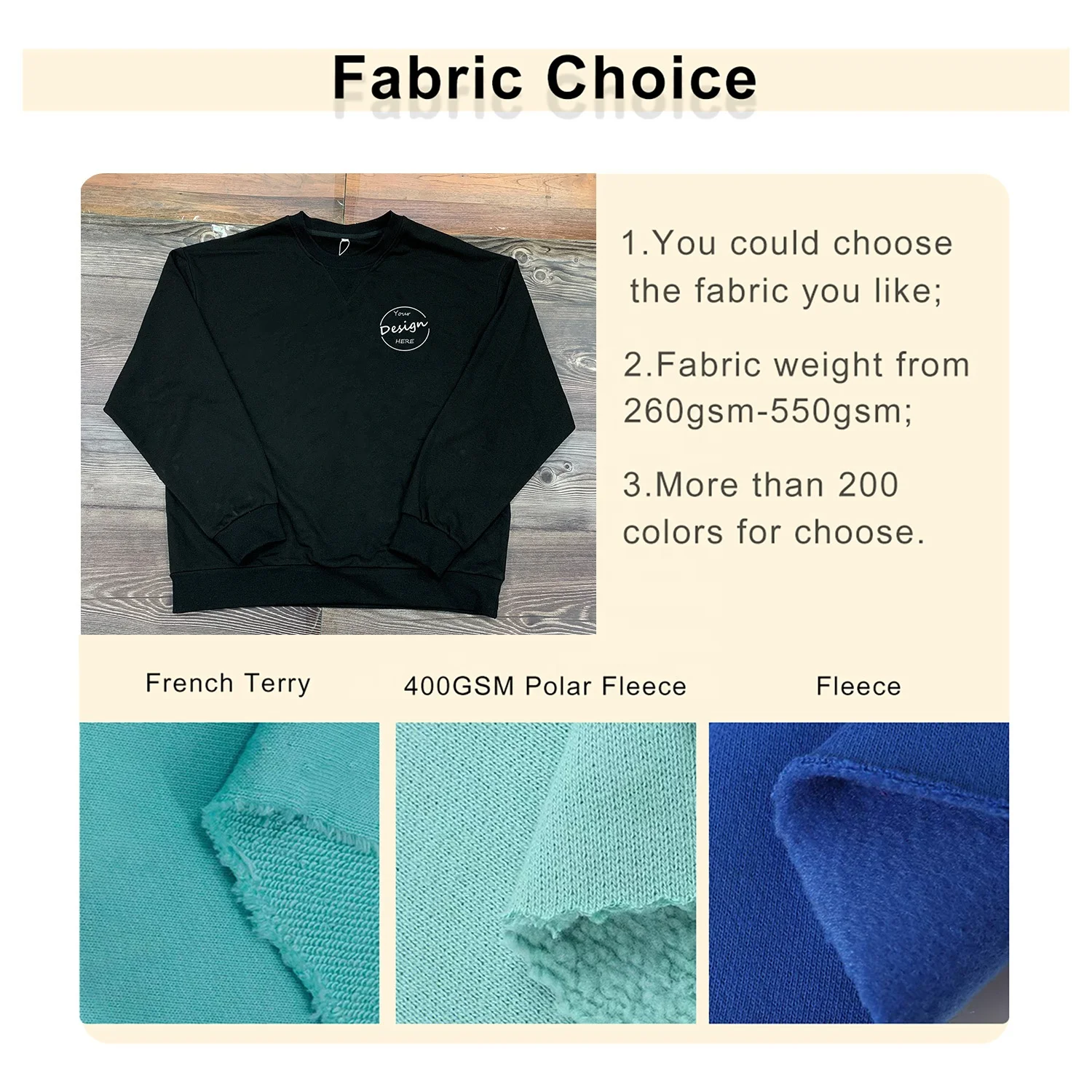 JL427B Luxury Mock Neck High Quality Sweatshirt Heavyweight Polyester Cotton Sweatshirt Blank Oversized Crewneck Sweatshirt