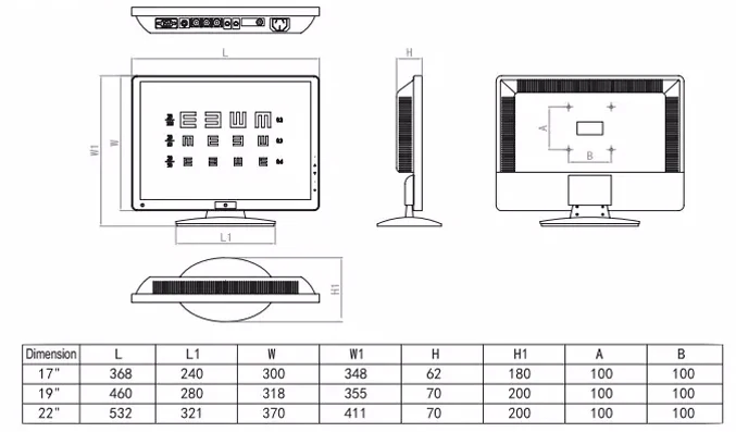 VC-1 21.5 Inch Optical Eye Test LCD Ophthalmic Visual Monitor Chart Panel Testing Low Price
