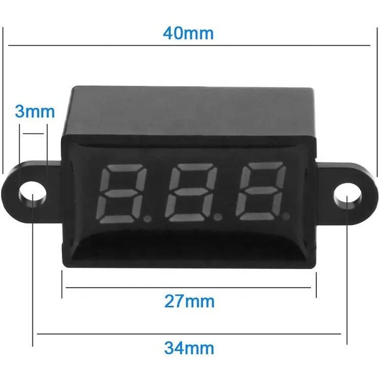 Voltmètre Numérique Mini Voiture/Moto - DC 12V-24V - Étanche - Testeur Tension Batterie - Bleu