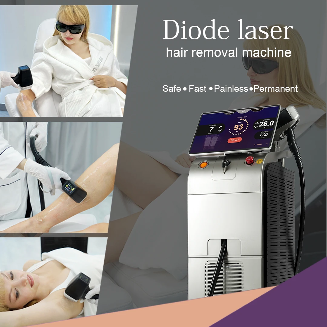 2026 Newest High Power 3 Years Warranty Diode Laser 808 nm Ice Cooling 4 Wavelength Laser Diode Laser Hair Removal Machine Price
