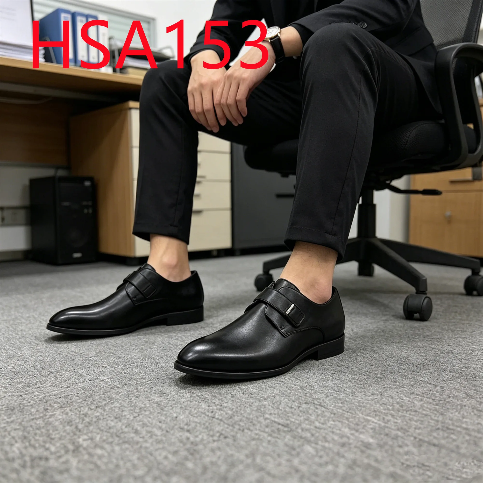 HY,2026 Top-level Full Grain Leather New Style Fashion Oxford Shoes Metal Belt Buckle Design Anti-shrinkable Uniform ShoesHSA153