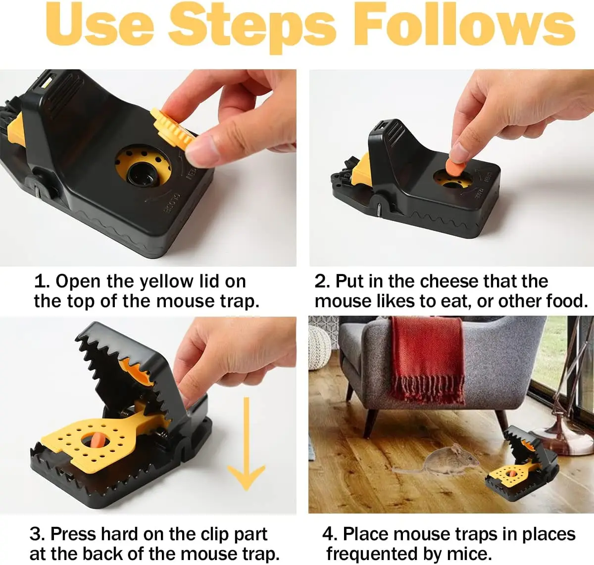 Large Size Plastic Mouse Trap High Sensitive Rat Trap Reusable Mouse Rat Killer for Home and Garden