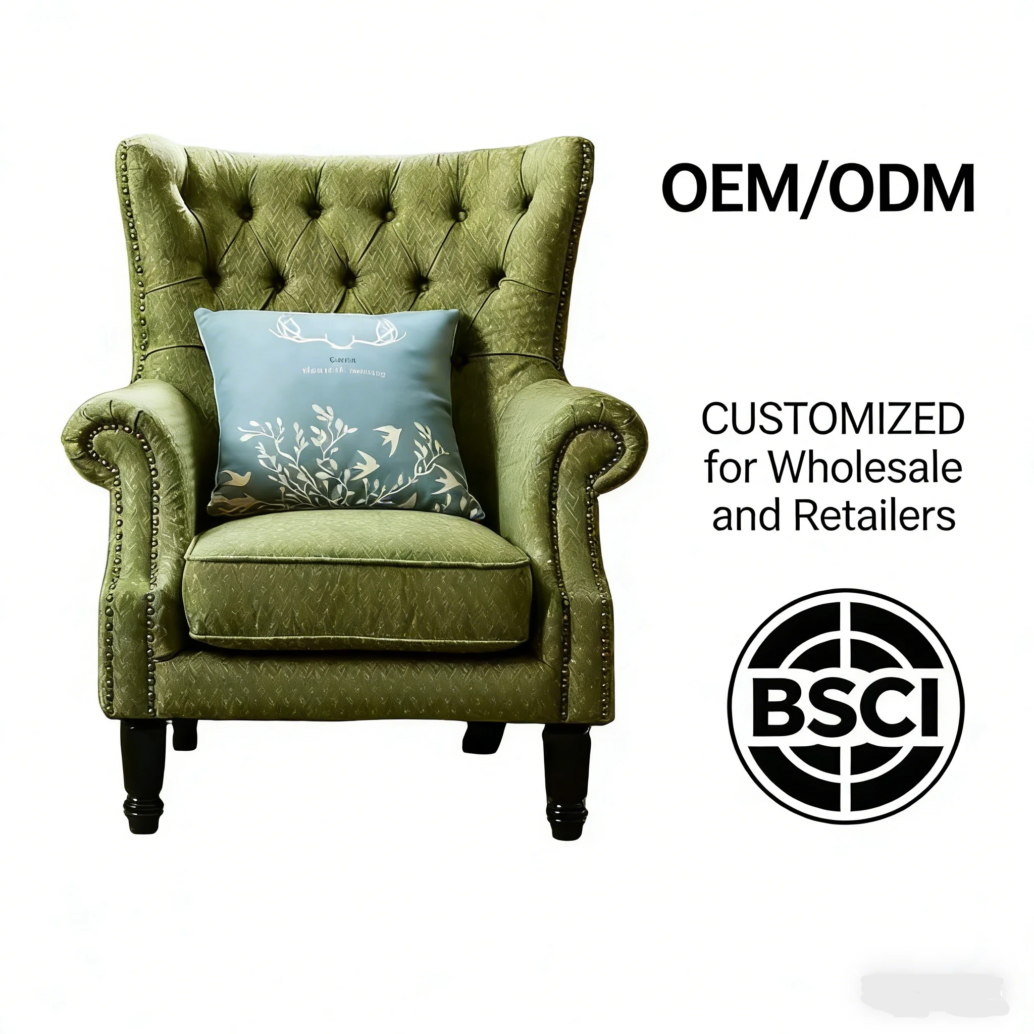 Modern Single Seater Luxury Wing Recliner Sofa Chair Relaxing Wooden Design for Hotel Gym Living Room Leisure