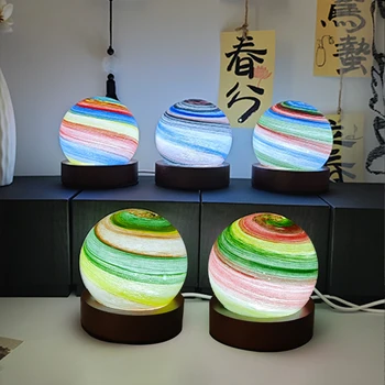 3D Name USB Charging December Night Light Touch Three-Color Stepless Dimming Bedroom Decorative Glass Light Power Source Battery