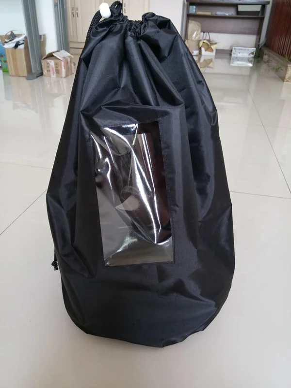 Custom Print Logo Black Polyester Drawstring Laundry Bag Personalize Laundry Bag