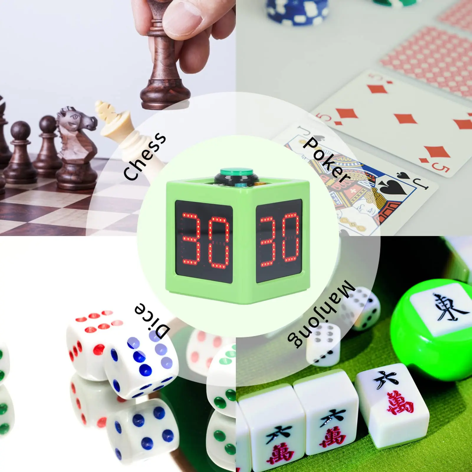 GX 4 Side HD Screen Display 0-99 Seconds Poker Shot Clock Quick Start Countdown Timer for Poker Casino Chess Party Board Game