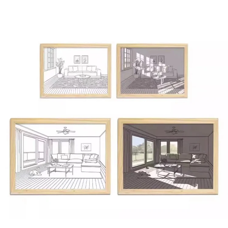 High Quality Light Painting Led Light Frame Lamp Frescoed Decorative Light Painting