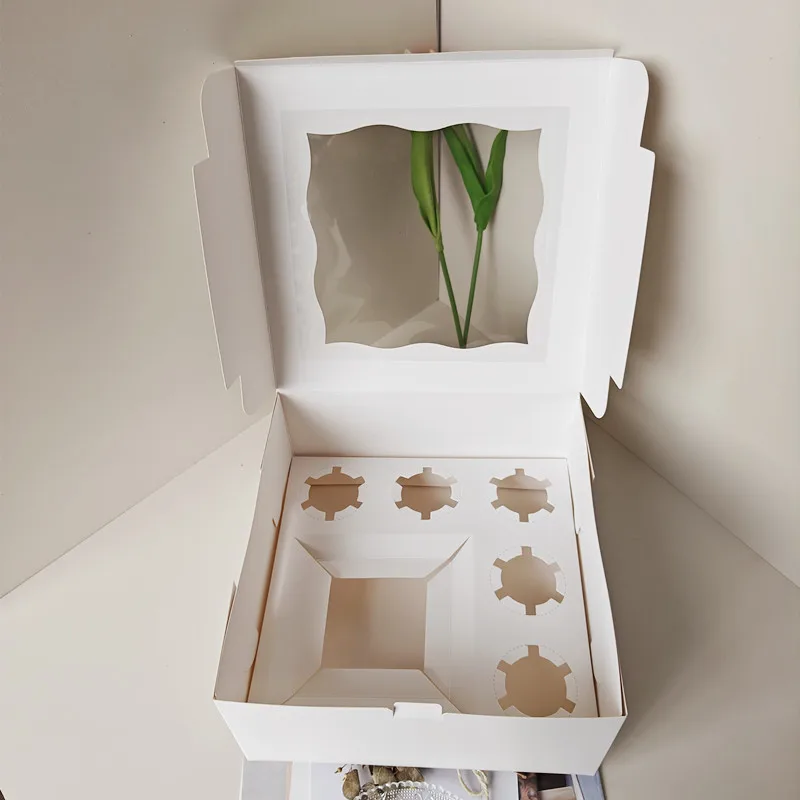 Xjh 5 Cavities Dessert Pastry Bakery Packaging Paper Cake Donuts Gift