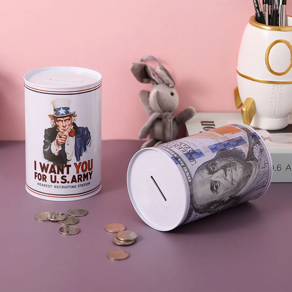 Wholesale Antique European Tinplate Piggy Bank Creative British Fashion Iron Money Box