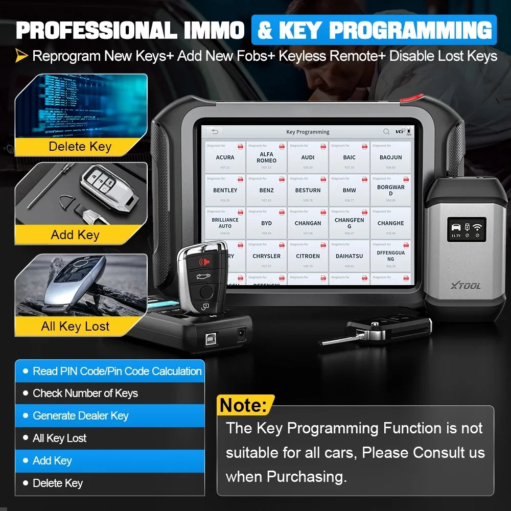 XTOOL D9S Pro Engine Diagnostic Scanner New Car Key Programmer Obd2 Scanner Professional Car Diagnostic and Key Coding Tool