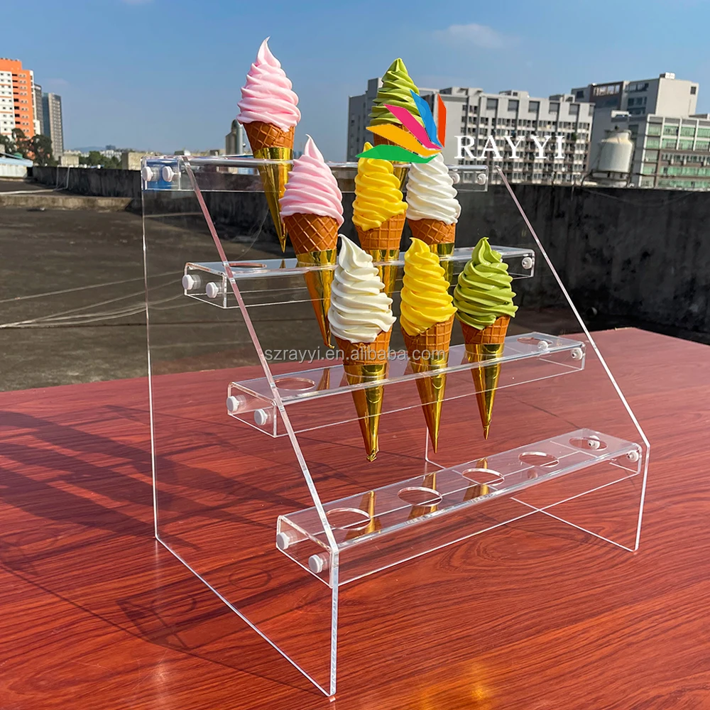 Ray Yi Factory Custom 4 Step Rectangle Clear Display Cube Food Table