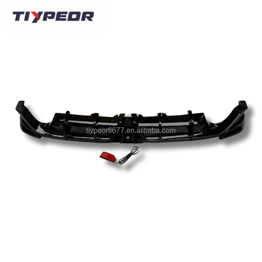 product tiypeor  diffuser bodykit for toyota camry se xse  2018 2024 glossy black rear bumper diffuser lip with led light-7