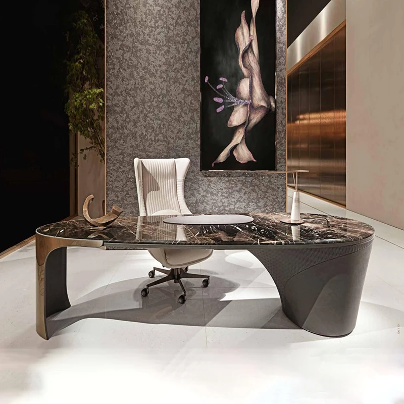 Italian Design Office Desk - Luxury Modern Marble Top