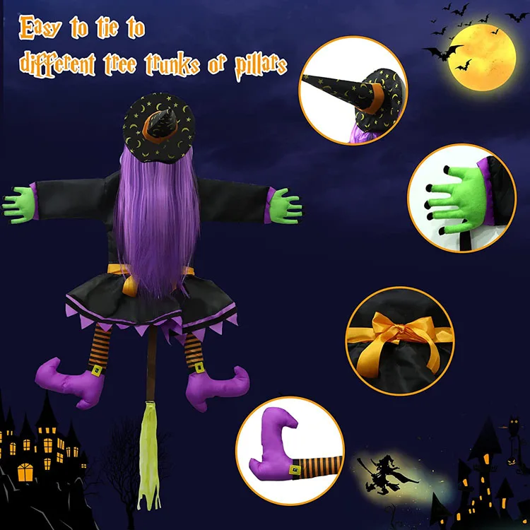 Ready to ship halloween large witch crashing into tree door