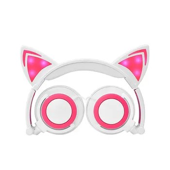 Headphones Cat Ear Glow Light Stereo Children Gamer Girl Gifts PC Phone Gaming Headset