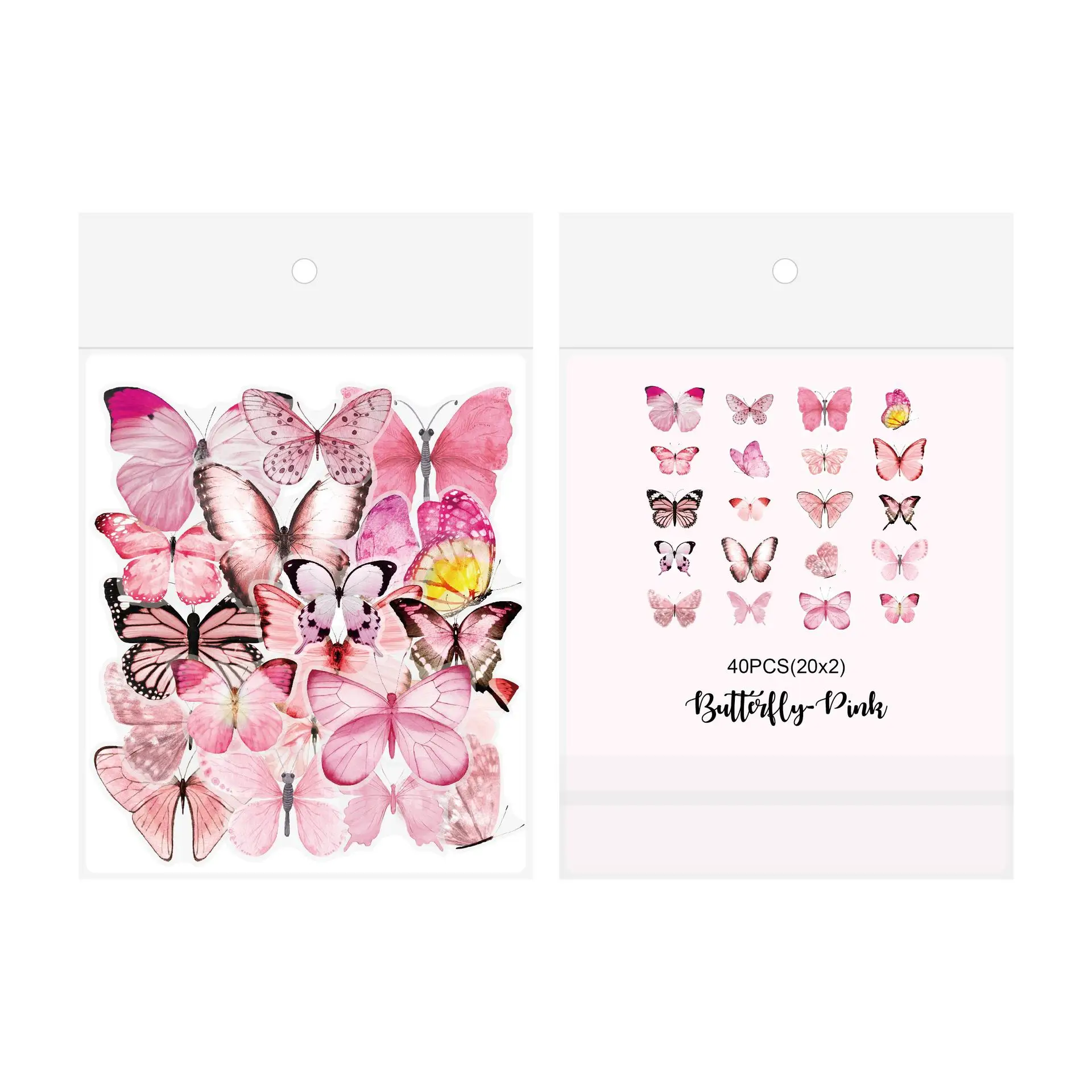 40 Pcs Decorative Butterflies Pvc Stickers Transparent Waterproof Retro ...