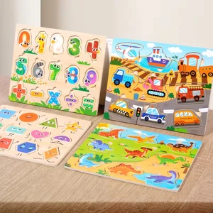 New Early Learning Shapes Number Letters Multi-theme Cognitive Wooden Puzzle Board Toys for Children