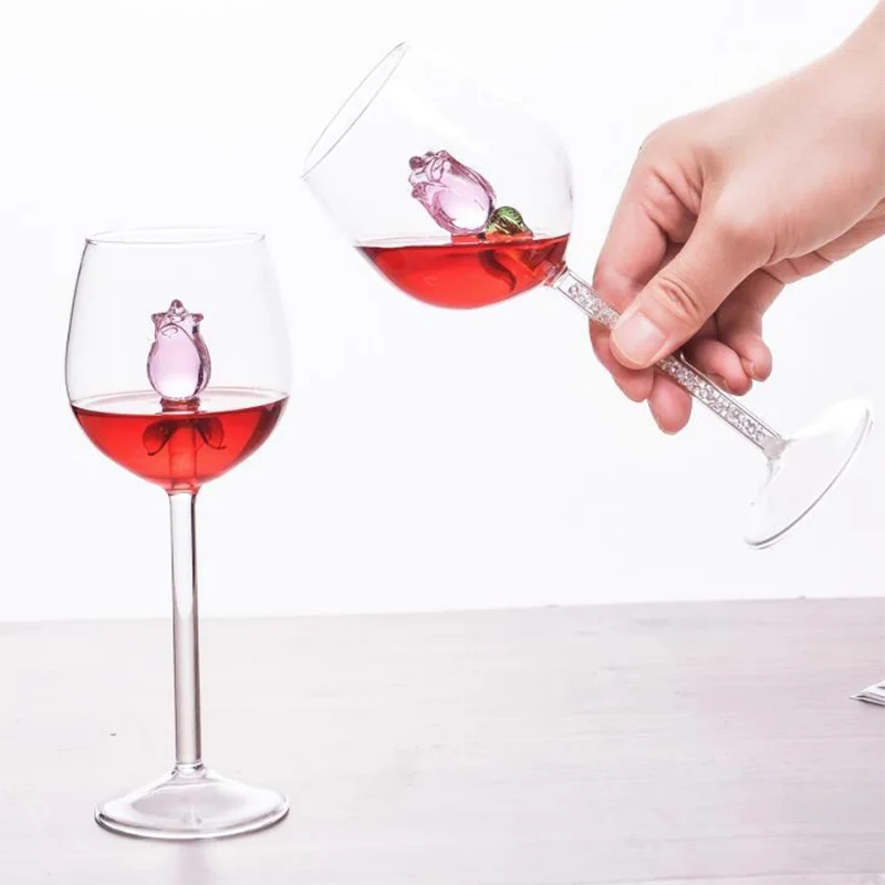 Rose Flower Wine Glasses, Creative Red Wine Glass  