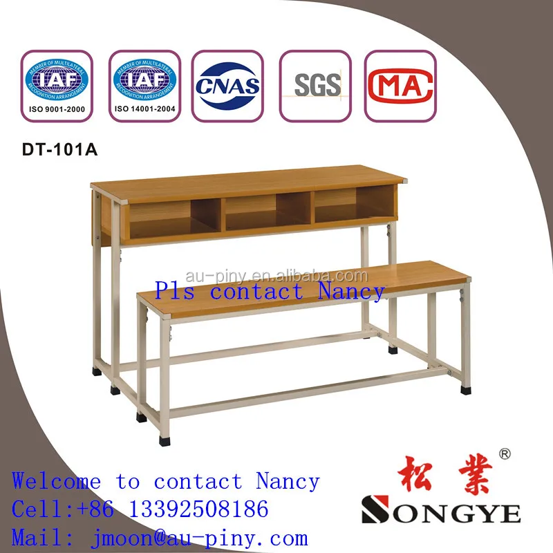 3 Seats Student Table and Bench for Classroom Furniture