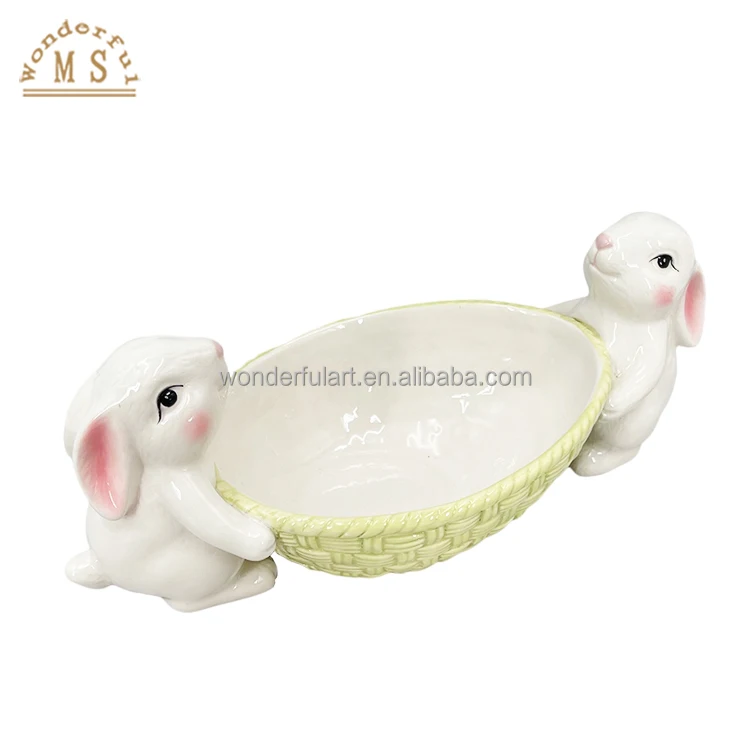 Oem rabbit flower seasoning dish Shape food Holders 3d Style tray vegetable teapot Ceramic porcelain salad  plate