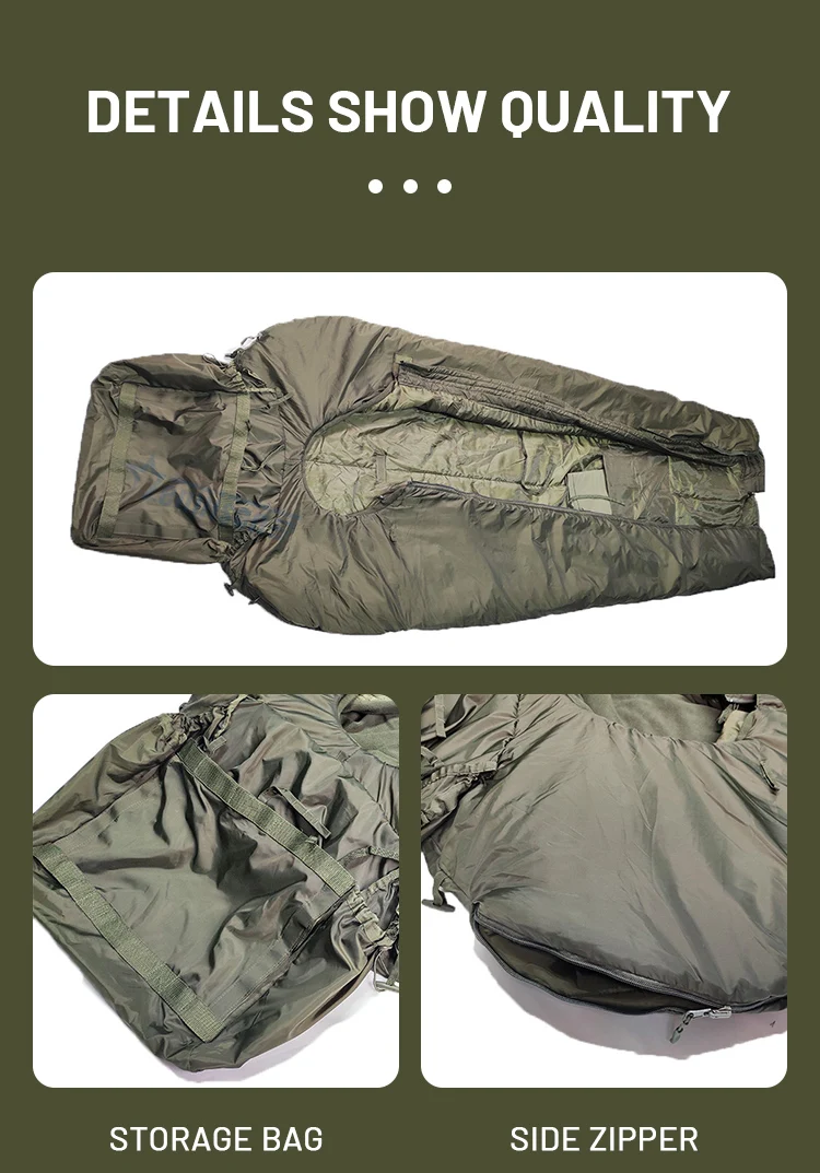 3 In 1 Nylon Winter Sleeping Bag O.d Green Camping Sleeping Bag Thick
