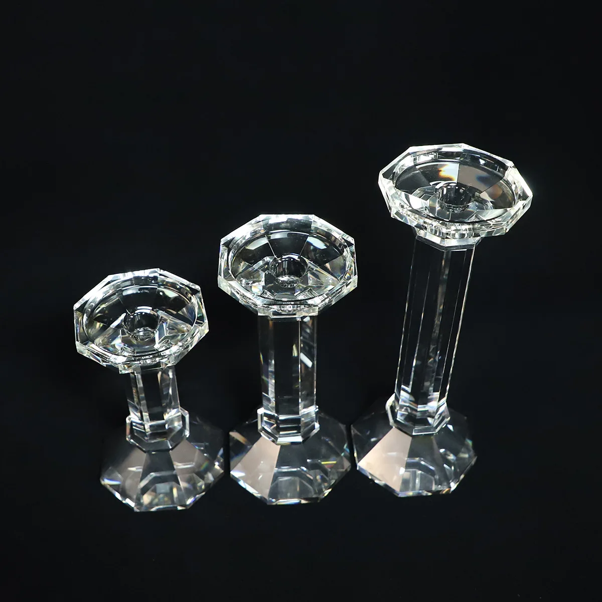 Long Stem Glass Candle Holder Sets of 3 for Decoration Glass crystal Bubble Candle Holder Romantic Christmas Party Home