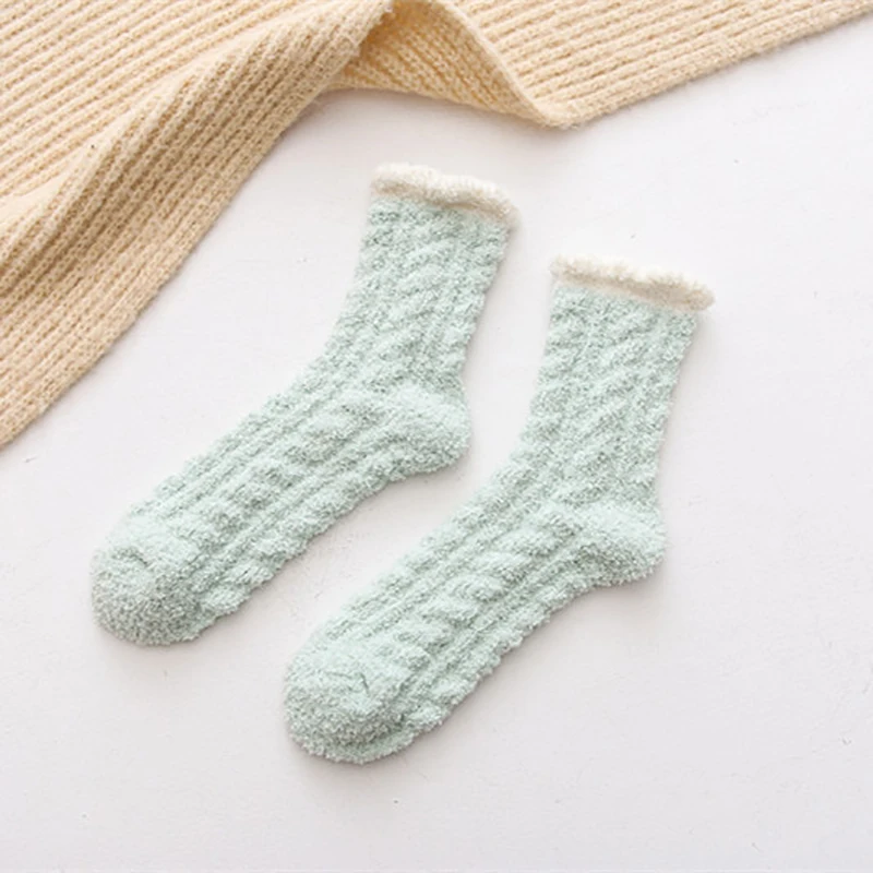 High Quality Cozy Fuzzy MID Tube Socks Girls Candy Colour Women