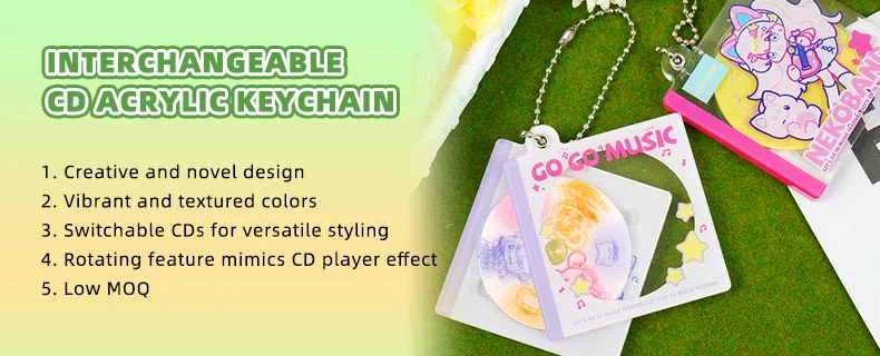 Custom Kpop Acrylic Keychain Double Sided Colored Cd Case Holder_voghion.com