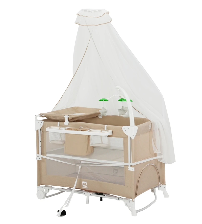 P9062 Cool Baby One Side Adjustable Foldable Baby Crib Portable Baby Playpen