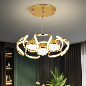 Modern Style Aluminum Hanging Lighting Acrylic Lamp Circle Ring Stripe Pendant Lights Dining Room