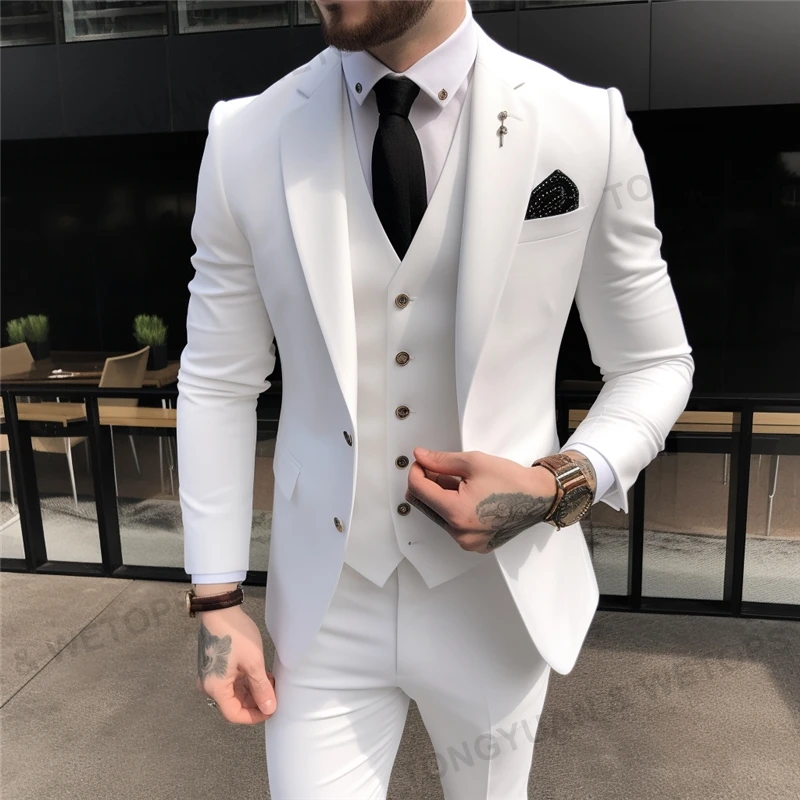 Custom Clothing Manufacturers Slim Fit Blazer 3 Pcs Set Wedding Formal ...