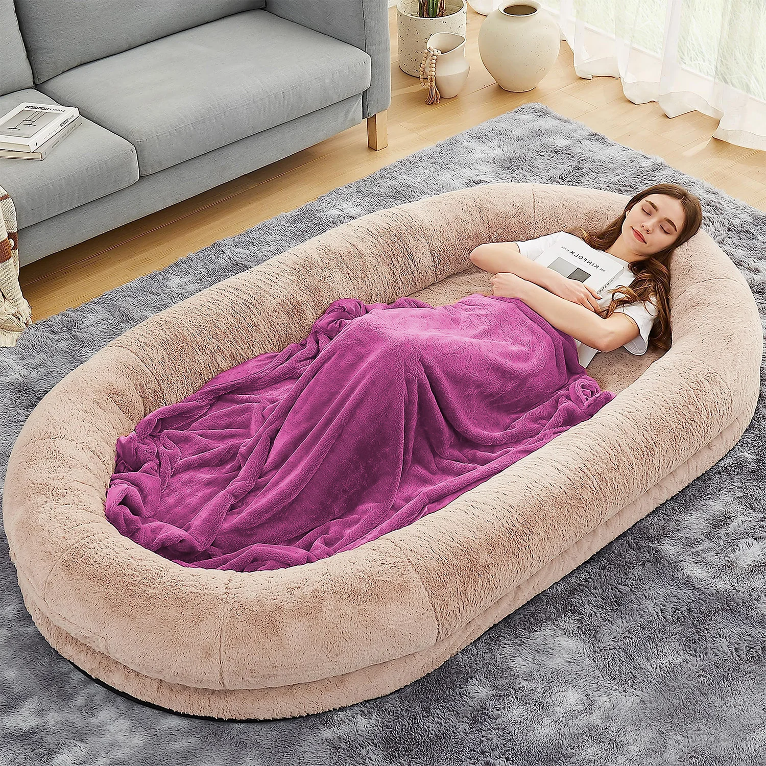 Custom made luxury xl xxl big heavy duty extra large memory foam orthopedic giant dog bed for humans