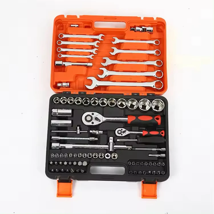 82 Pieces Repair Hand Tools Automotive Mechanic Tool Box 82pcs Drilling Machines Ratchet Wrench Socket Tool Kit Set