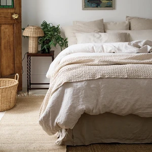 2026 New Arrival  Biodegradable Soft French Bed Linen Sheets Wholesale Bedding Duvet Cover Set Pure French Linen Bedding Set