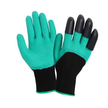 GR4008 Latex foam coated gardening planting digging work gloves with plastic fingerstall
